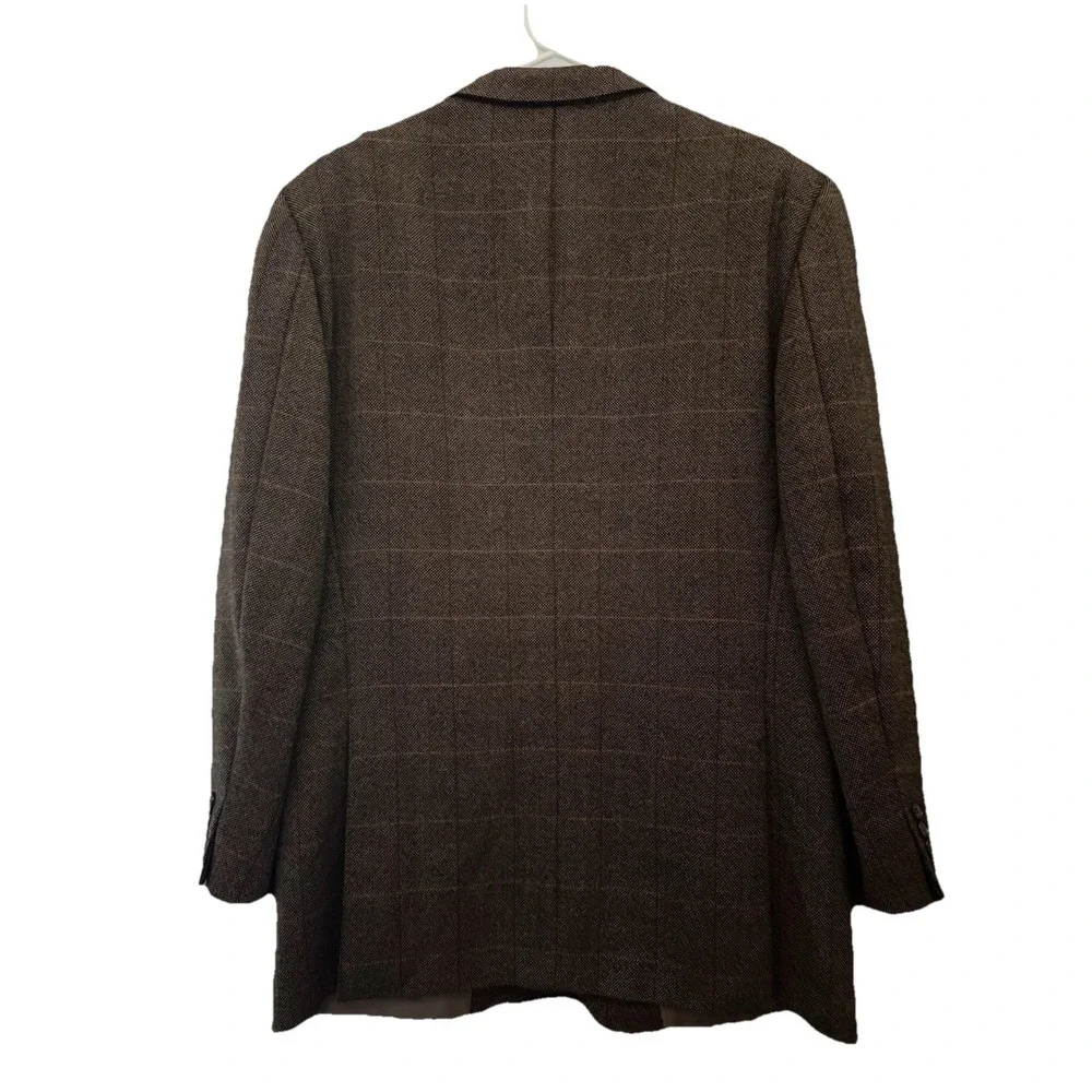 Corneliani Mark Shale Mens Brown Plaid Wool Sport Coat Blazer Made in Italy 42R